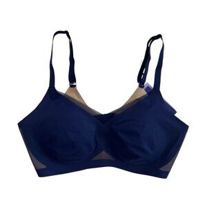 Honey Love Crossover Bra Navy Size 1X 40 D-F Support Wireless Comfort
